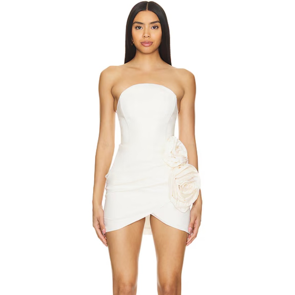 NBD Alyna Mini Dress in Ivory, floral detail size medium. Like new quality